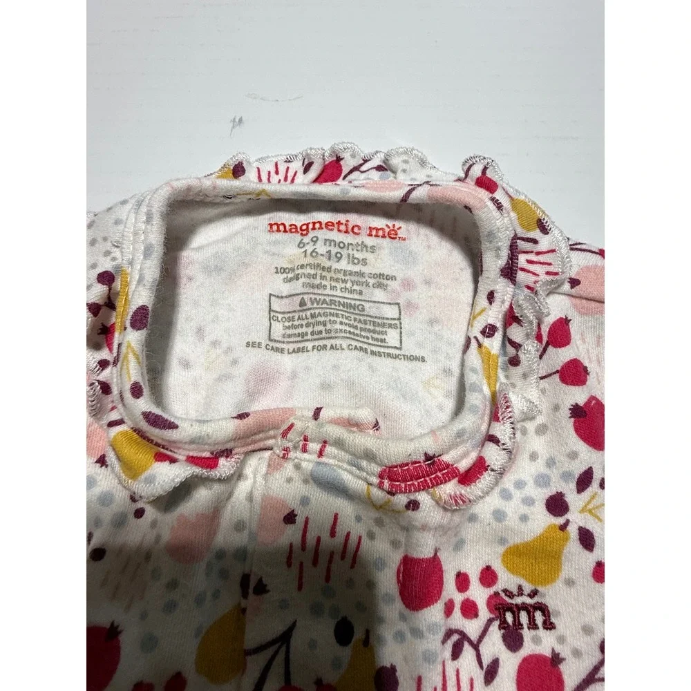 Magnetic Me Organic Cotton Magnetic Footie Sleeper Botanical Berry Print 6-9M
